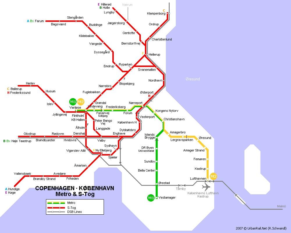 Карта метро Данској