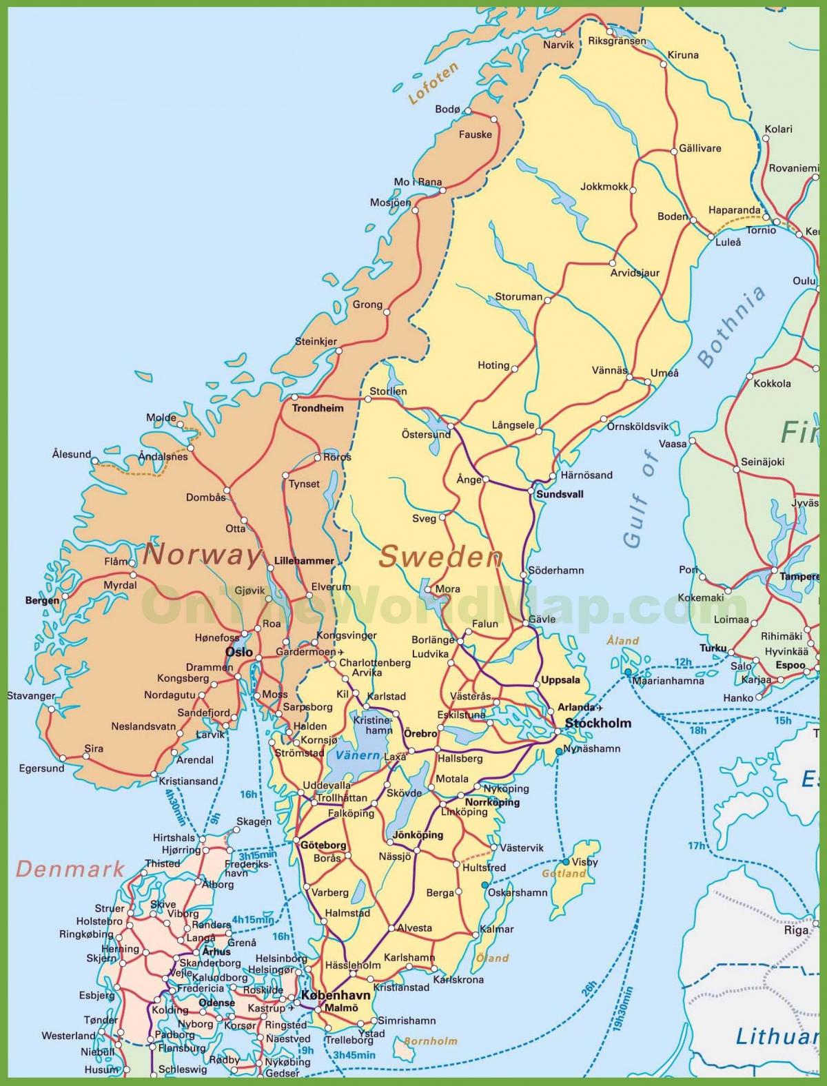 карта Данској и Норвешкој