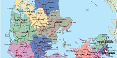 Карта Данској политичке 