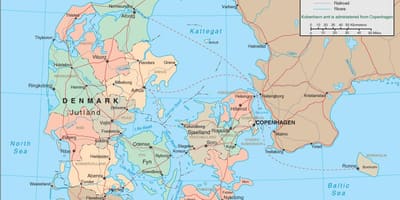 Карта Данској трајект 